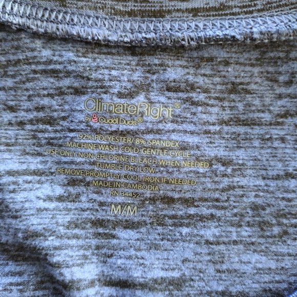 Cuddl Duds Climate Right Heather Blue Sweatshirt With Thumb Holes - Picture 8 of 10